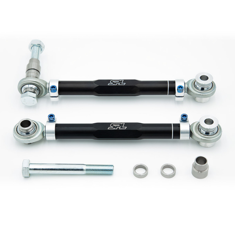 Mitsubishi Evolution Toe Arms - Rear - SPL Parts - Rear Toe Arms + Eccentric Lockouts - Black Anodized - `08-`15